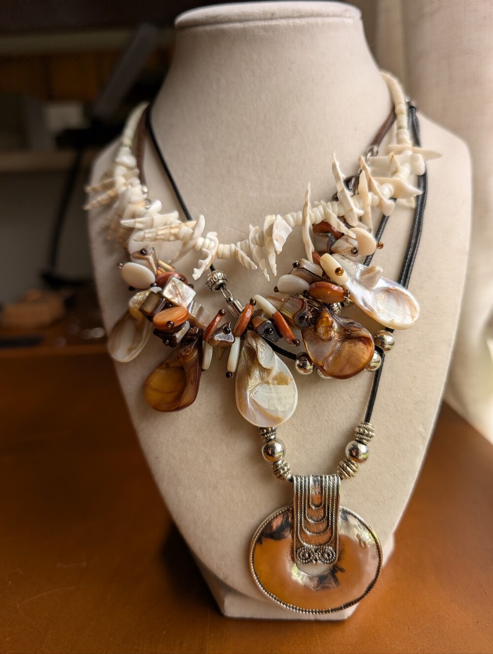 Boho Eclectic Jewelry Lot | 3 Necklaces + 2 Pairs Earrings Statement Bundle